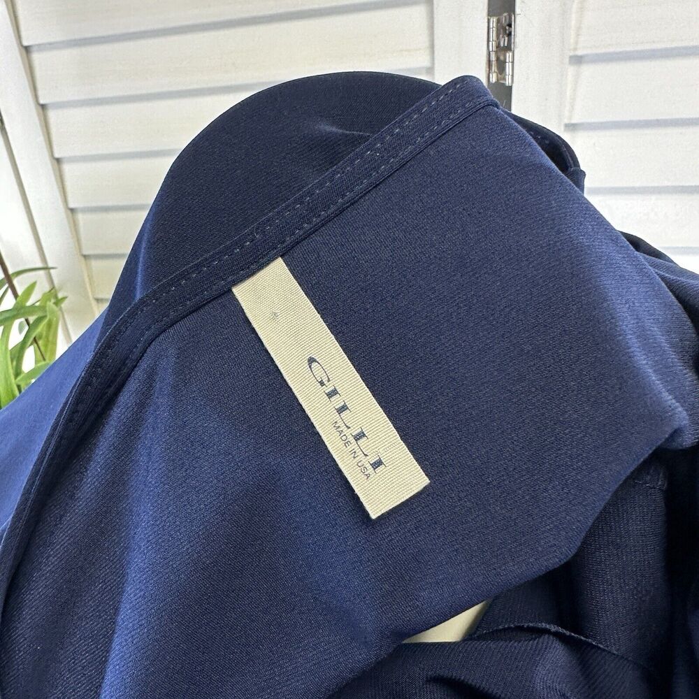 Gilli Navy Blue Layered Surplice A-Line Dress Stretch Knit USA Made Size M - Picture 8 of 9